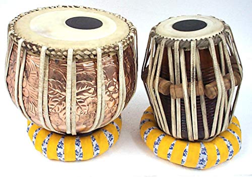 Tambour pour tabla en cuivre Bayan 3 kg orné de motifs floraux ciselés main