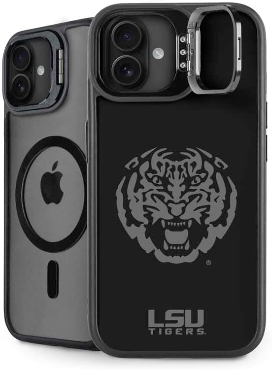 Skinit Kickstand Phone Case Compatible with iPhone 16 - Officially Licensed LSU Purple Tiger Mascot Design
