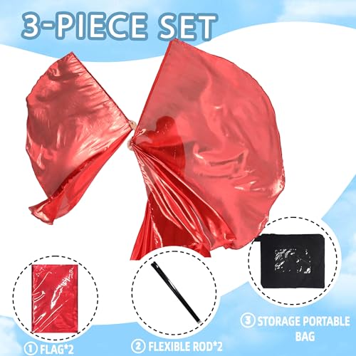 Baisdan 75"x 55" Extra Large Worship Flags with Flex Rod, Semicircle Worship Angel Wing Praise Flags for Dance Church (Red flag) - Image 3