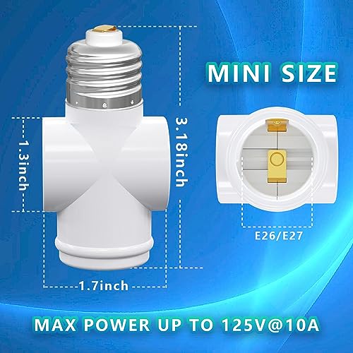 2 pack light socket to plug adapter convert e26 light socket to 3-prong outlet adapter and light bulb socket white