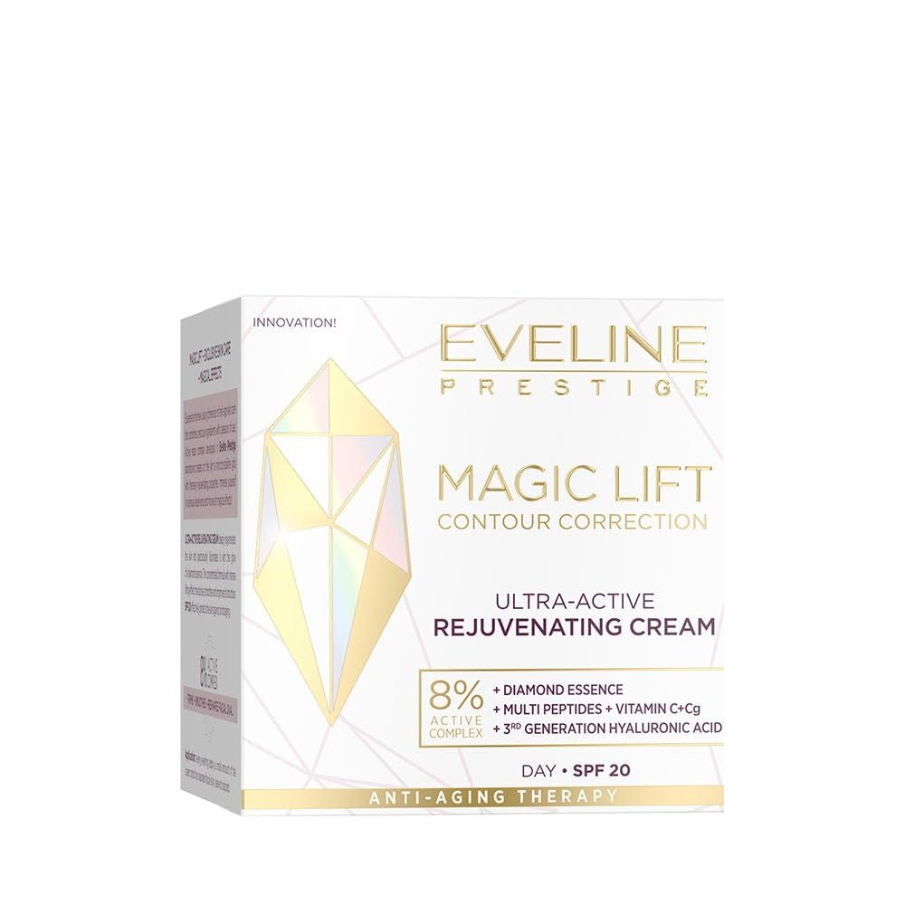 Eveline Cosmetics Magic Lift Ultra-Active Rejuvenating Day Cream with Diamond Essence, Multi-Peptides, Hyaluronic Acid & Vitamin C, SPF 20-50ml