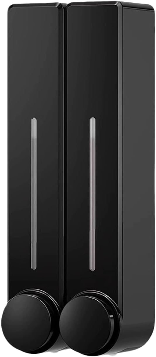 2-Chamber Shampoo and Conditioner Dispenser Shower Soap Dispenser, Shower Soap Dispenser Wall Mounted(Black)