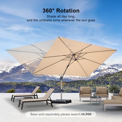 Image of PURPLE LEAF Patio Umbrella 9' x 11' Rectangle High Quality Stucture Beige