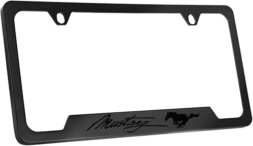 Miniatura 1 de License Frame Inc. Ford Mustang Marco de matrícula de metal estilo oscurecido, 2 agujeros