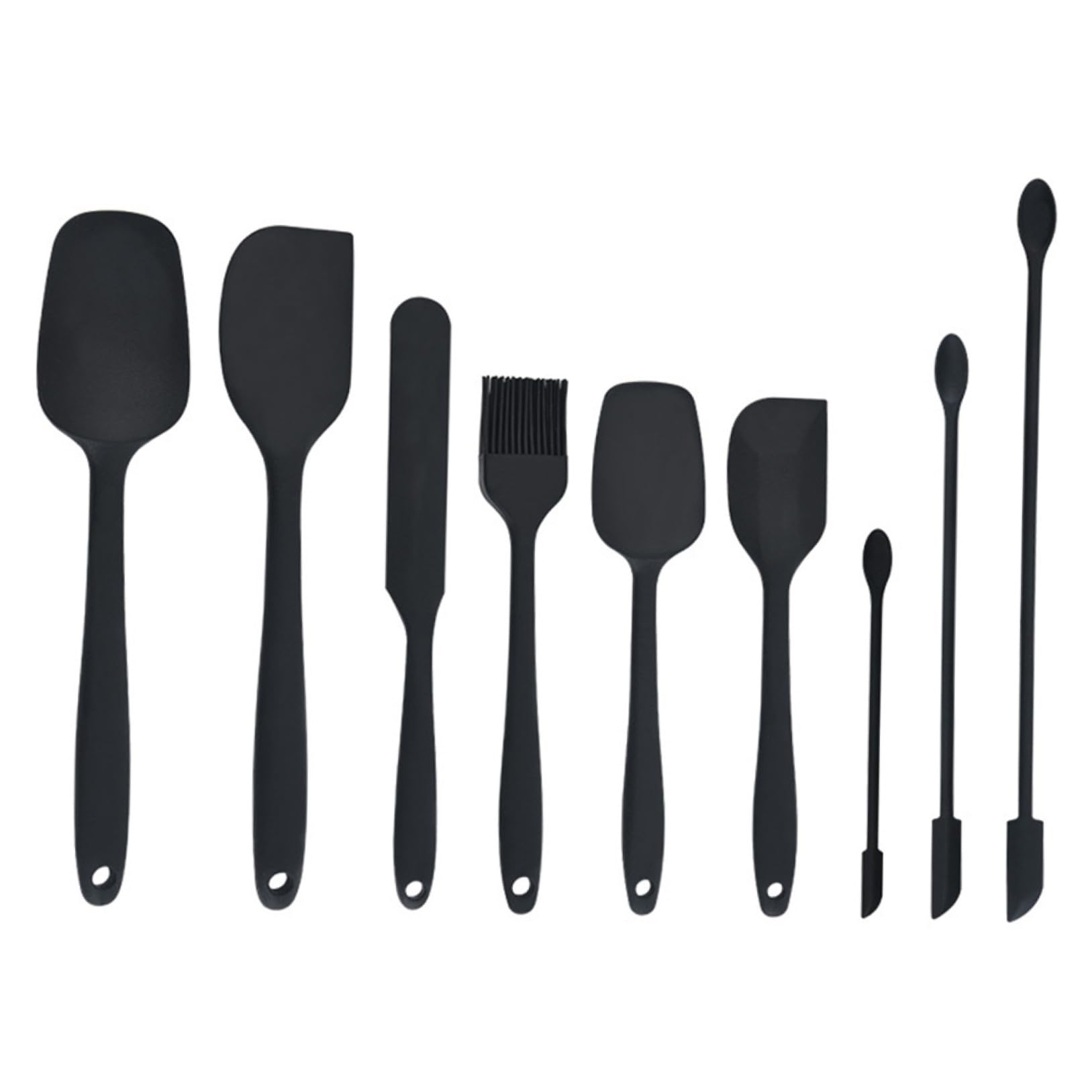 Amosfun Utensilios de Cocina de Espátulas de Silicona Negras Juego de 9 Piezas para Raspar Crema y Mermelada Fáciles de Limpiar y Resistentes para Repostería