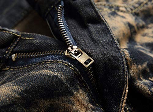 Men's Straight Leg Fashion Denim Pants Ripped Destroyed Jeans Slim Fit Distressed Denim Jeans4