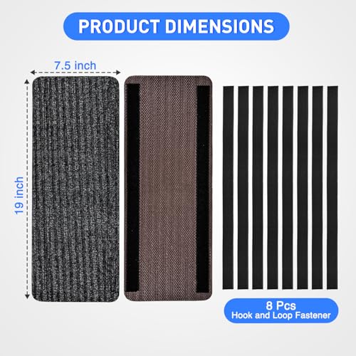 Nilight RV Step Covers 4 Pack 19 x 7.5 inches, Non Slip Camper Stair Cover Rug with Hook & Loop Works on Electrical Manual RV Stairs Carpet Step Rug for Mobile Home Camper Trailers Steps Outside, Gray by Nilight - Image 2