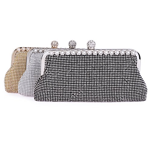 Damara Womens Wedding Beads Rhinestones Evening Bag,Silver #TOP5