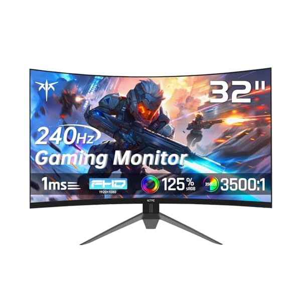 KTC 32 Inch 240Hz Curved Gaming Monitor, FHD 1080P 1500R HDR Gaming PC Monitor, FreeSync, Ultra-Fast 1ms Monitor for Gamer, 3500:1 Contrast, HDMI 2.0 x 2, DisplayPort 1.4 & USB 2.0, H32S17F
