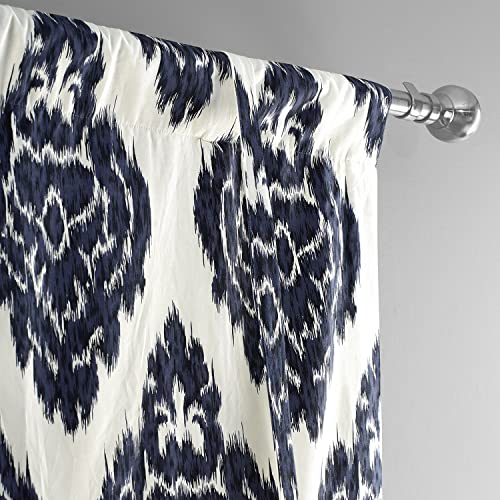 Image of HPD Half Price Drapes Room Darkening Tie Up Curtains 46 X 63 Inch Ikat Printed Cotton Window Roll Up Balloon Curtain for Living Room, Kitchen PRTW-TUD24A-63 (1 Panel), Ikat Blue