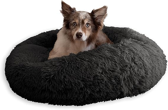 Image of ZEXSAZONE Round Donut Pet Bed for Cats and Puppies Dogs, Cozy and Plush, Raised Bedside Support, Both Sides Use Like 2 in One, Washable, Sizes for Small, Medium, and Large Pets. (Black, Medium)