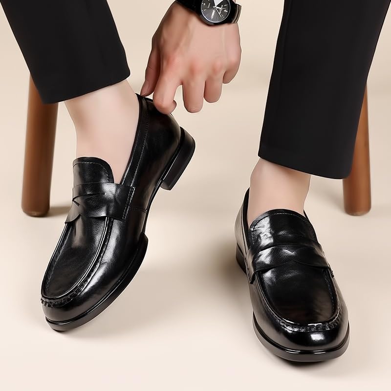 Men's Casual Slip On Leather Loafers Casual Lightweight Soft Non Slip Walking Shoes for Driving Daily Work Office4