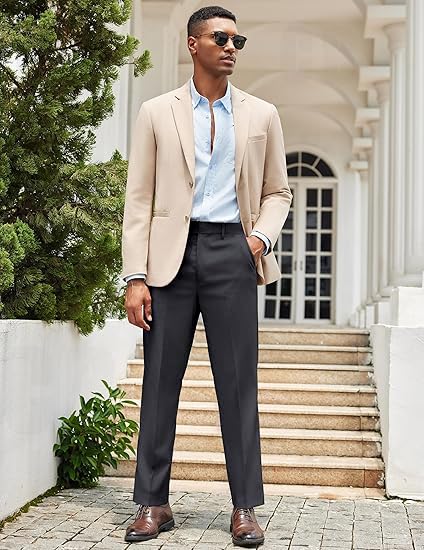 Image of CB-COLEBROOK Luxury PV Stretchable Classic Casual Pants for Men | Stylish Ankle Fit Men's Wear Premium Trousers for Office or Party | Mens Fashion Dress Trouser with 4 Pockets & Suit Pant's