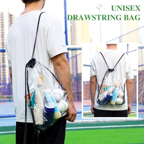 Image of 2-Pack Clear Drawstring Backpacks, clear bag for stadium events, Concert See-through bag Baseball Festival Beach Makeup