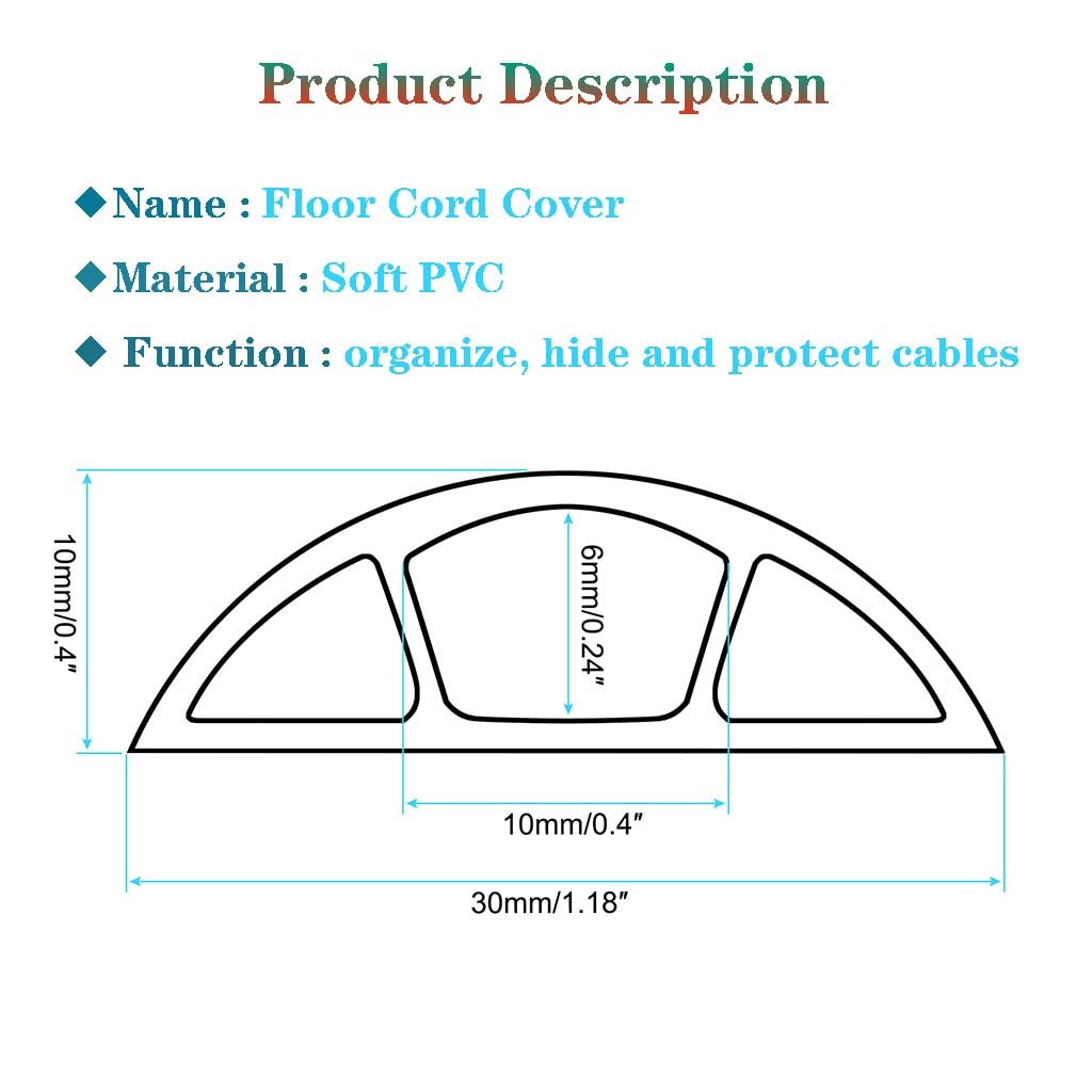 PVC Protector De Cable De Suelo, Canaleta Cables Suelo Adhesiva, Canaleta Pasacables Suelo Marron (Color : Light Brown, S : 6m)