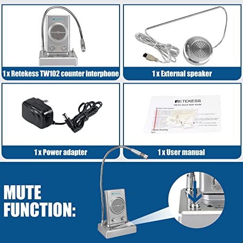 Intercomunicador de ventanilla Retekess TW102 con altavoz potente para taquillas 7