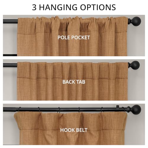 Image of HPD Half Price Drapes - Faux Linen Curtains for Living Room (2 Panels) - 50W X 96L - Textured Room Darkening Curtains for Bedroom 96 Inches Long - Drapes for Home Decor, Butterscotch