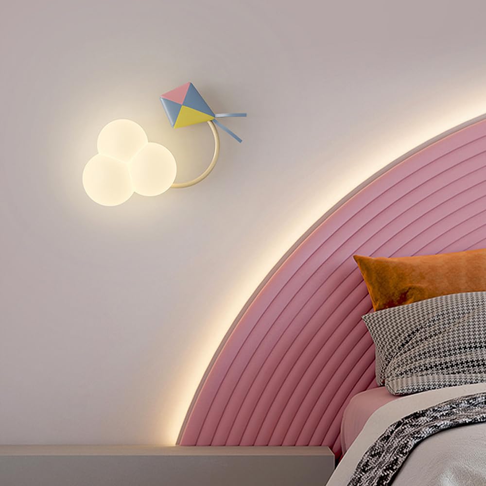 Lampa ścienna z białą chmurą, urocza oprawa do pokoju dziecięcego, lampa ścienna z motywem kreskówkowym, oświetlenie kawaii do pokoju dziecięcego lub pokoju dziecięcego