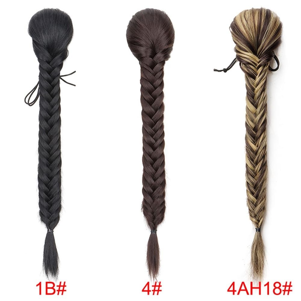 18-calowe warkocze w jodełkę, syntetyczne, zaplatane, kucyk, spinka do włosów, sztuczne włosy(1B)