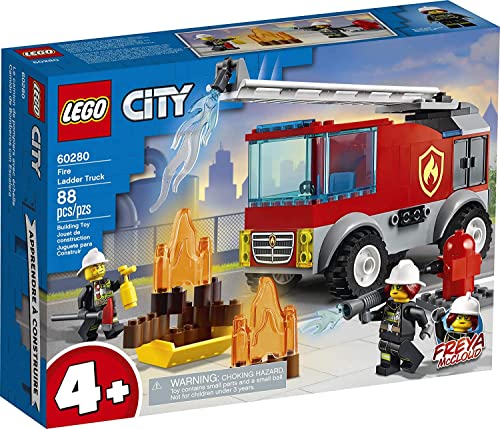 LEGO City Fire Ladder Truck 60280 Building Kit; Fun Firefighter Toy Building Set for Kids New 2021 (88 Pieces)