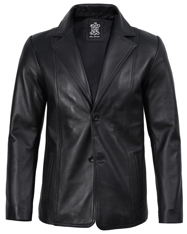 Image of Decrum Mens Leather Blazer - Real Lambskin Stylish Casual Leather Blazer Jackets for Men