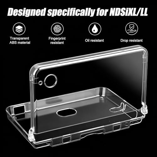 Hard Shell Clear Crystal Case Cover for NDSi XL & NDSi LL, Transparent Case Anti-Fingerprint Anti-Scratch Hard PVC Shell for Retro Game Enthusiasts or Collectors - 1