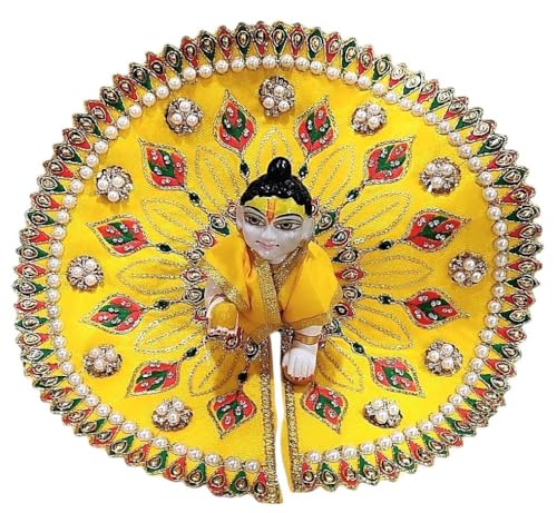 Image of Partish Laddu Gopal Dress Size 6 l Ladoo Gopal Dress l Kanha Ji Dress |Thakur Ji Poshak Size 0 1 2 3 4 5 6 (Red & Yellow)