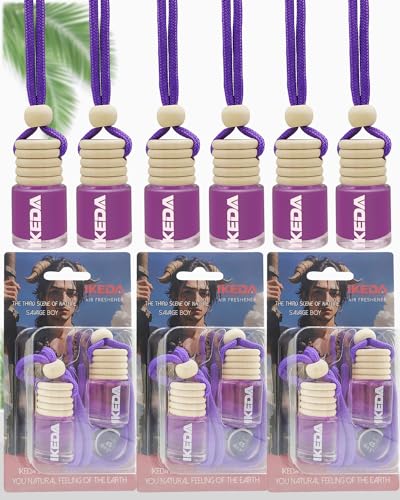 Image of ikeda fragrance Car Air Freshener 4ml Car Scents | 45-Days Keep Fragrance | Automotive Hanging Diffuser Bottles | Remove Auto Odor Long-Lasting Fresh Air for Home Deodorizer (6pcs Savage Boy)