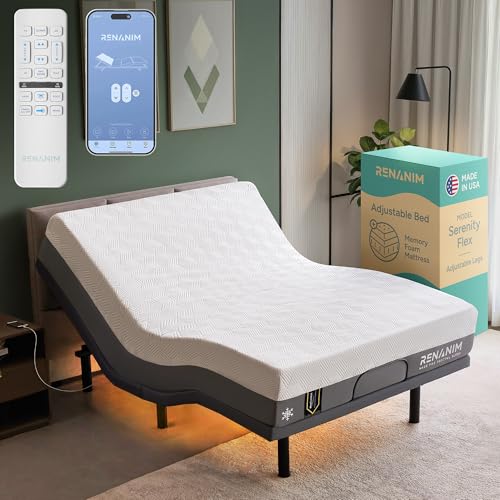 Renanim SF Adjustable Bed Frame with Mattress & Massage