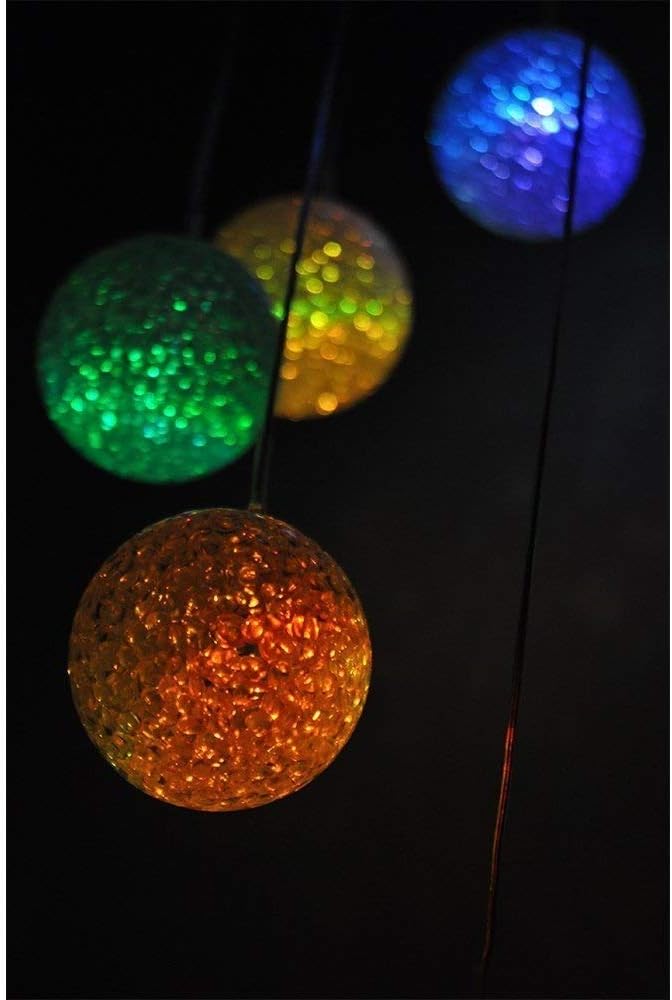 Lainin Solar Wind Spinner Color Changing Glowing Ball Wind Chime Light Mobile for Home Outdoor Garden, Mother's Day - Image 3