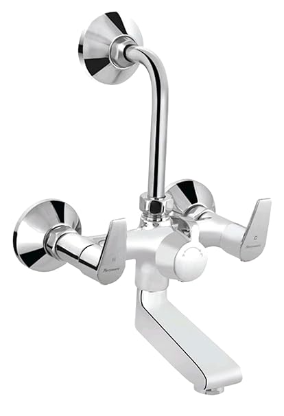 PARRYWARE Edge Wall Mixer 2-in-1 with L-Bend & with Wall Flange & Leg Set (Brass&Chrome Finish) G4816A1