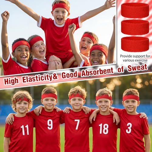 Image of Libima Kids Sweatbands Bulk Boys Headband for Sports Kids Cotton Terry Youth Sweatbands Elastic Sports Headbands Wicking Athletic Bands for Team Activity