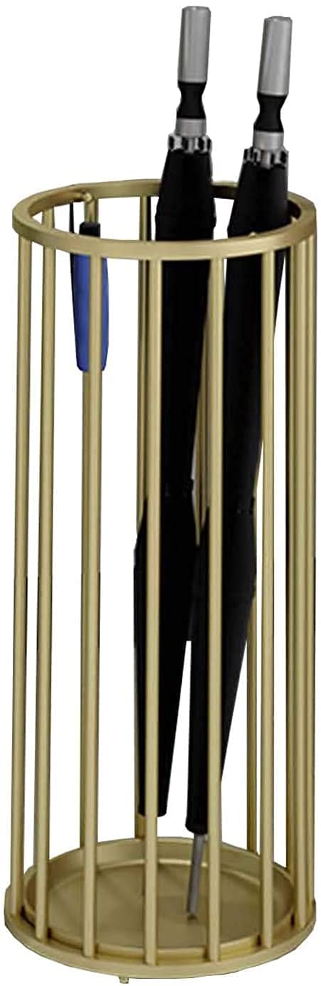 Sywlwxkq Umbrella Holder Racks,Umbrella Stand Umbrella Frame in Hotel Lobby of Domestic Corridor,Beautiful Hollow Umbrella Bucket Waterproof and Antirust,Gold