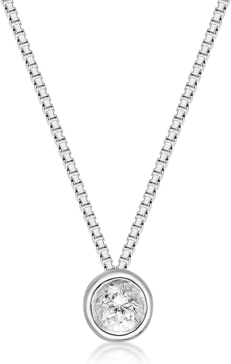 Lavari Jewelers 1/8 to 1/4 Carat Lab Grown Diamond Solitaire Pendant Necklace for Women in 925 Sterling Silver on 18 Inch Chain (G-H, VS2-SI1, cttw) Spring Ring