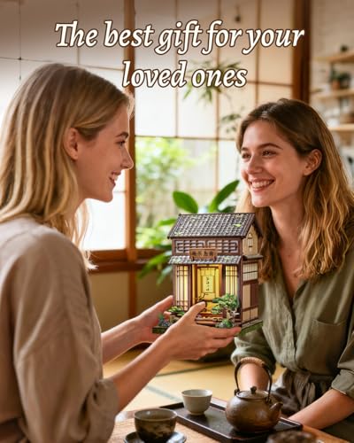 Image of CUTEBEE Book Nook - Dollhouse Kit for Adults, Japanese Tea House, DIY Miniature House, 3D Wooden Puzzle, Bookshelf Decor Gifts（Kirishima Cha-an)