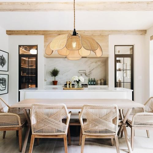 Image of Hanging Lamps Light | Pendant Lamp | Pendant Lamps | Bamboo Lamps for Cafe | Rattan Ceiling Lamps | Bamboo Hanging Lampshade (Flower Design)