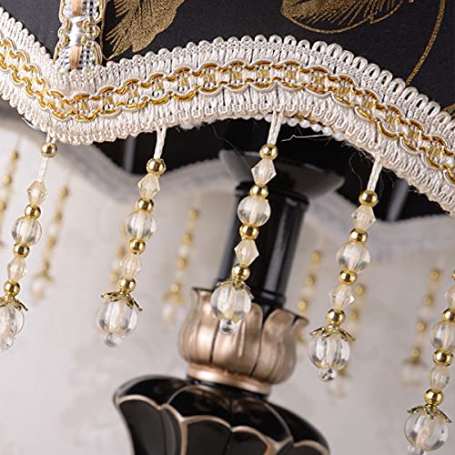 Tiyeta 194-193-595 European Style Table Lamps Handmade Fabric Lampshade Victorian 22 Inch Desk Lamp Antique Painted Resin Base Bedside Light thumb #5
