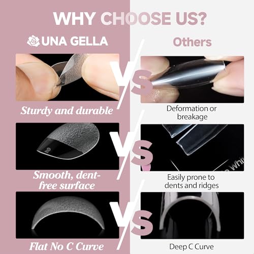 Image of UNA GELLA Oval Round Nail Tips Half Matte 504pcs Short Oval Round Gel Nail Tips Easily Nail Extension for False Fake Acrylic Press On Nails, 12 Sizes Short Gelly Tips