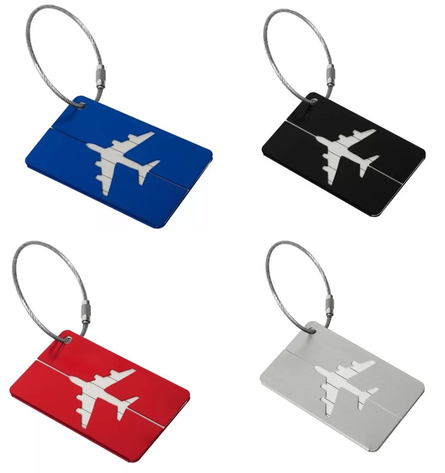 Aluminium Alloy Metallic Colors Atractive Travel Luggage Tags Baggage Name Tags Suitcase Address Label Holder Metal Luggage Tag Travel Accessories (Pack of 12 Tags 3Red/3Blue/3Black/3Silver)-image-38