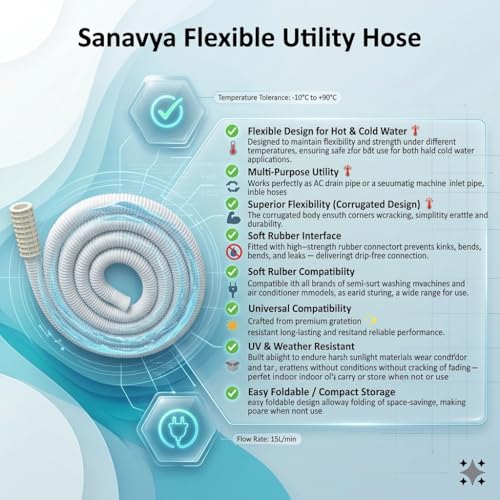 Image of 5 Meter Multipurpose Hose Pipe | Drain Pipe | Extension Pipe for AC Outlet Drain Water - Semi Washing Machine Pipe Pack of 1 (White)