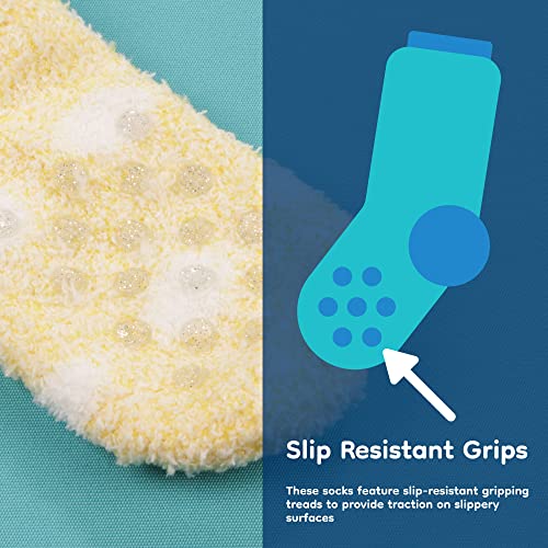 BambooMN Women's Soft Warm Fuzzy Fluffy Polka Dot Cuff Crew Home Socks4