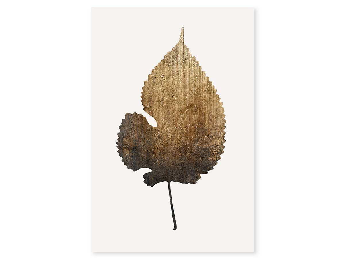 Tableau feuille sauvage dorée de 40x60 pour illuminer l'ambiance de votre salon
