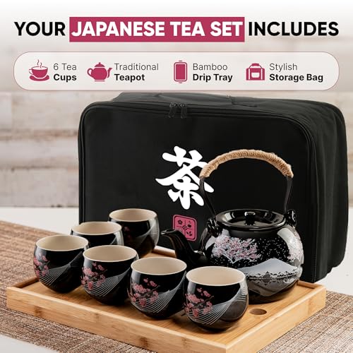 Traditional Japanese Tea Set - Ceramic with Teapot