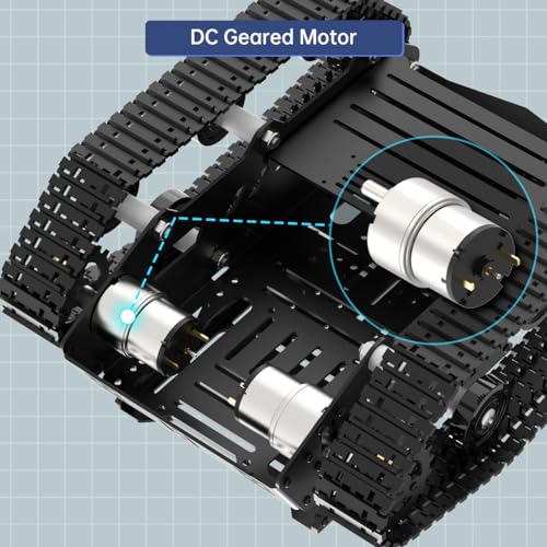 Image of Tank Car Chassis with DC Geared Motor, Shock Absorbing Robot Chassis Full-Metal Robotic Moving Platform Track for Arduino RaspberryPi Microb Jetson DIY Maker Smart Robot Car Learning Kit (Black)