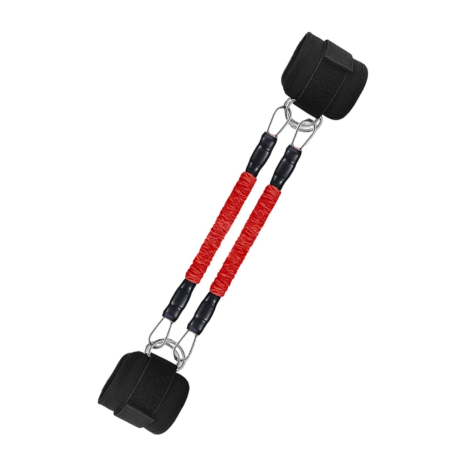 Multifunctional Dual Cord Resistance Rope Metal Hooks Chest Expander Woven Cover Ankle Strap Exercise Equipment Reinforced for Home Exercise, Red 25 LB-picture-35