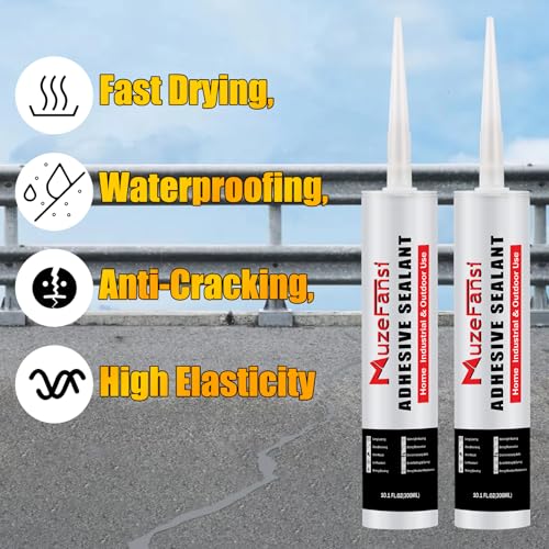 Image of Gray Concrete Crack Filler, Self-Leveling Waterproof Sealant, Fast-Curing Flexible Cement Crack Repair, Concrete Patch (10.1 fl oz, 2 Pack)