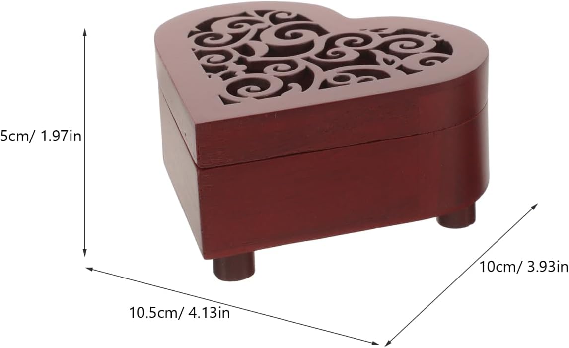 Heart Shaped Music Box Empty DIY Wooden Box for Wind up Music Mechanism Gift Craft and Home Decoration 4.13X3.93X1.96In