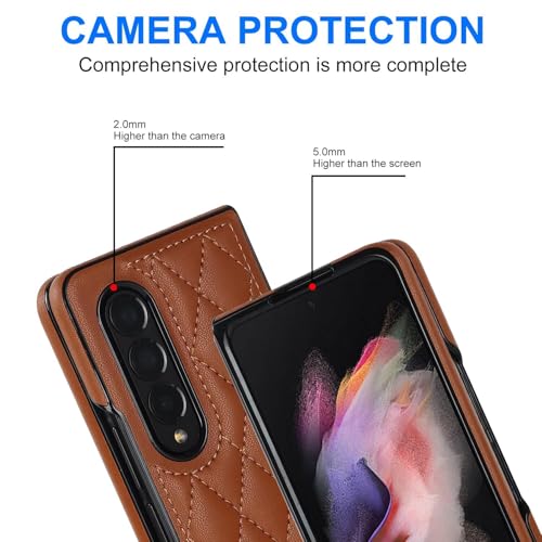 Coque Samsung Galaxy Z Fold 3 protection magnétique intégrale et housse en cuir marron - 5