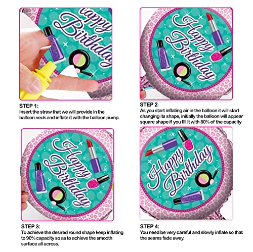 Image of AMFIN (Pack of 7) Happy Birthday foil Balloon /Makeup Balloons /Makeup Decoration /Girls Decoration Foil Makeup /Birthday Decoration Items Party Supplies