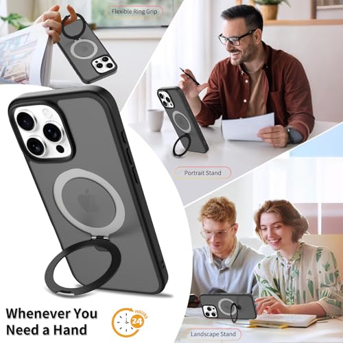 iYavvort Ultra-Magnetic Stand Case for iPhone 15 Pro Max, Black - image 3